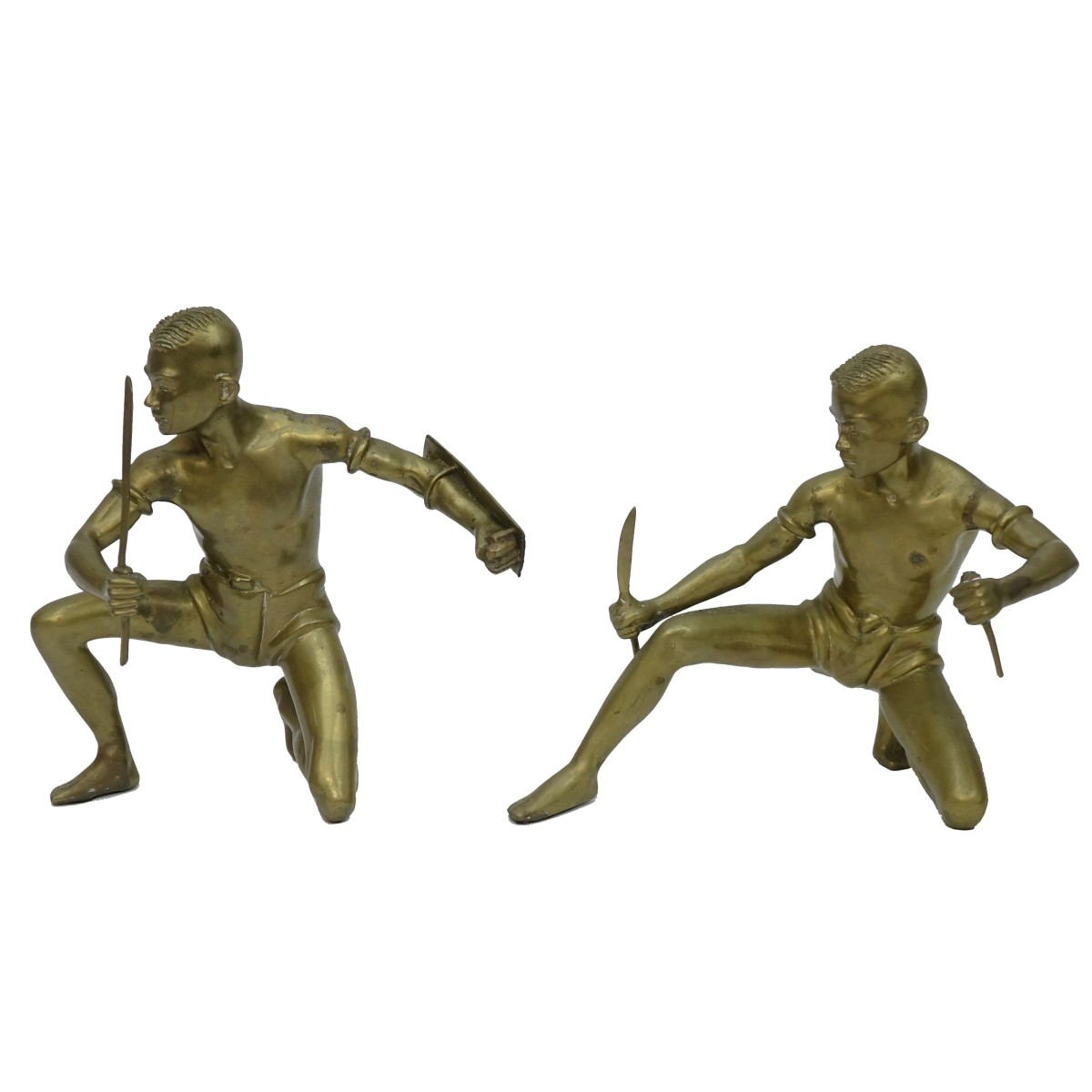 Pair of 20th C. Brass Sculptures