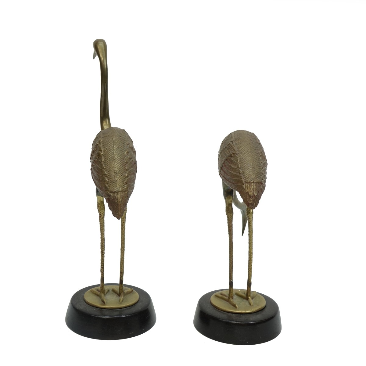 Pair of Large Vintage Brass Models of Herons