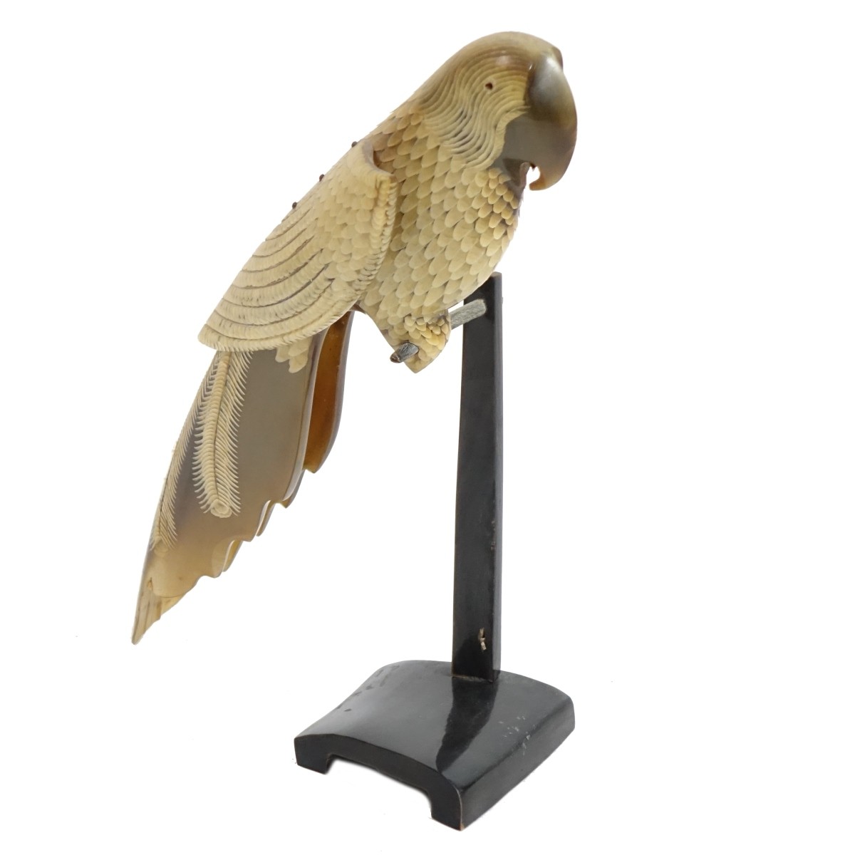 Vintage Hand Carved Horn Model of a Parrot