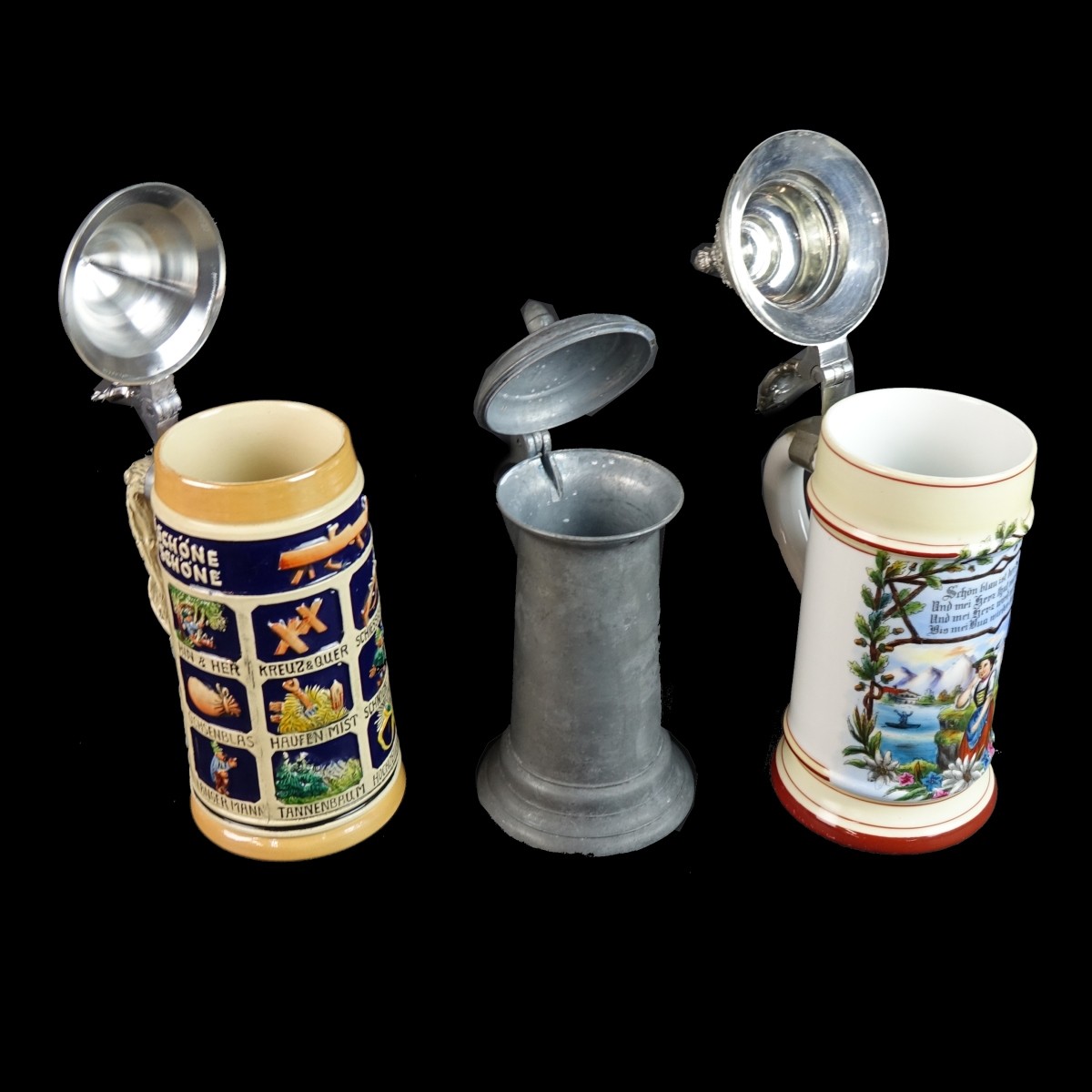 Three (3) Vintage German Beer Steins