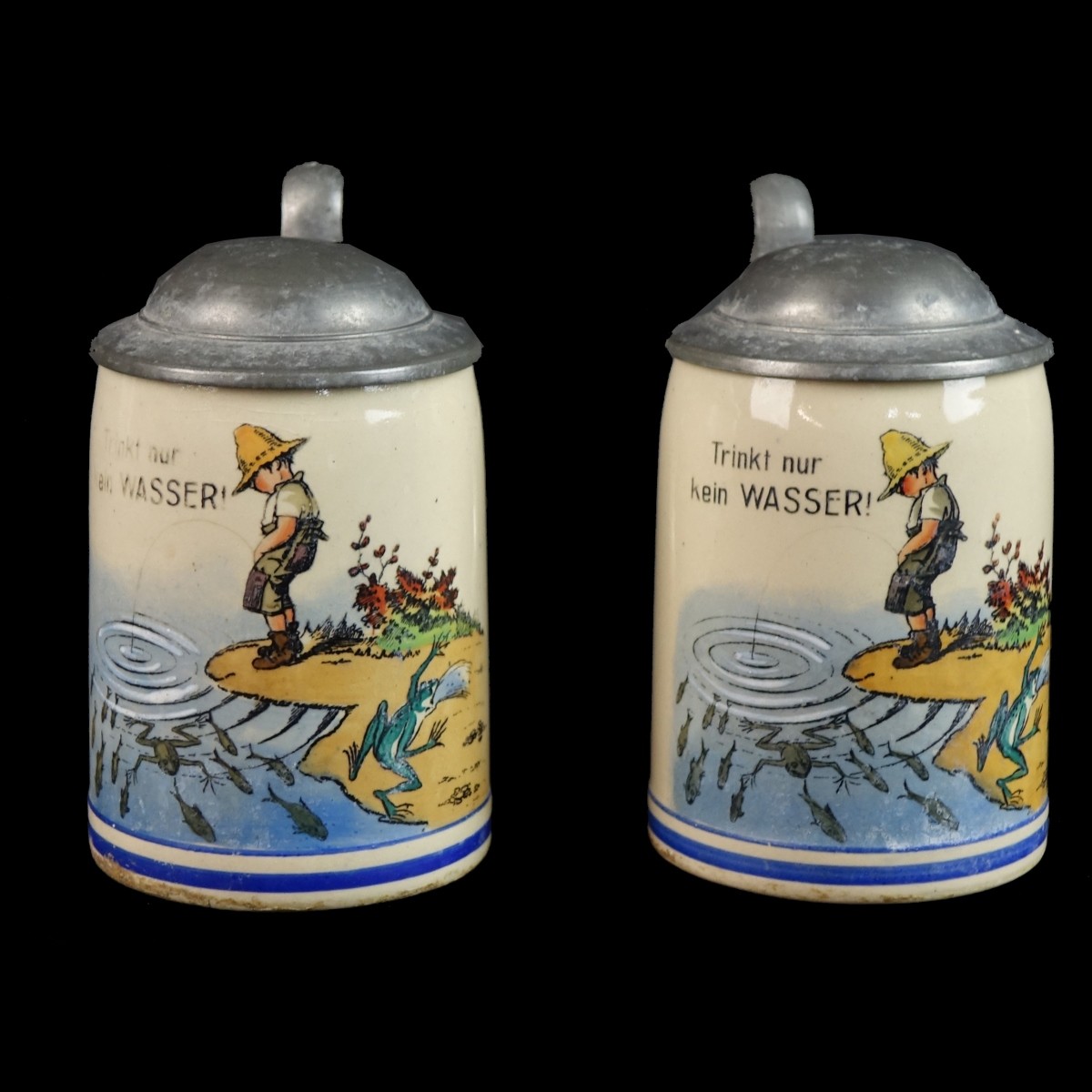 Pair of Vintage German Porcelain Beer Steins