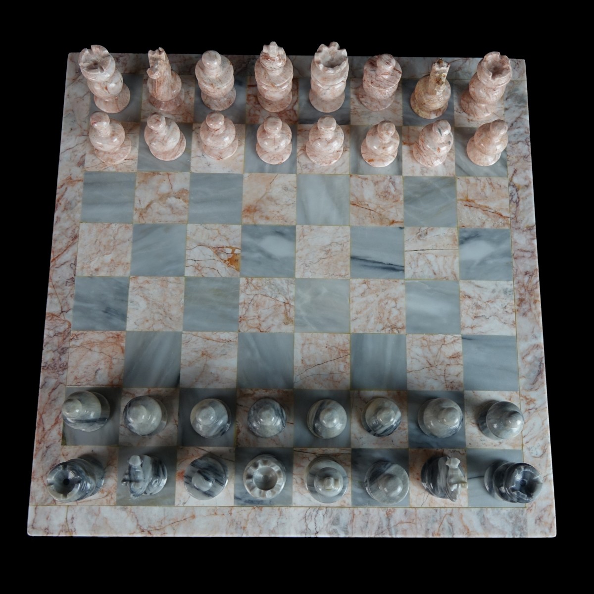 Vintage Marble and Onyx Chess Set