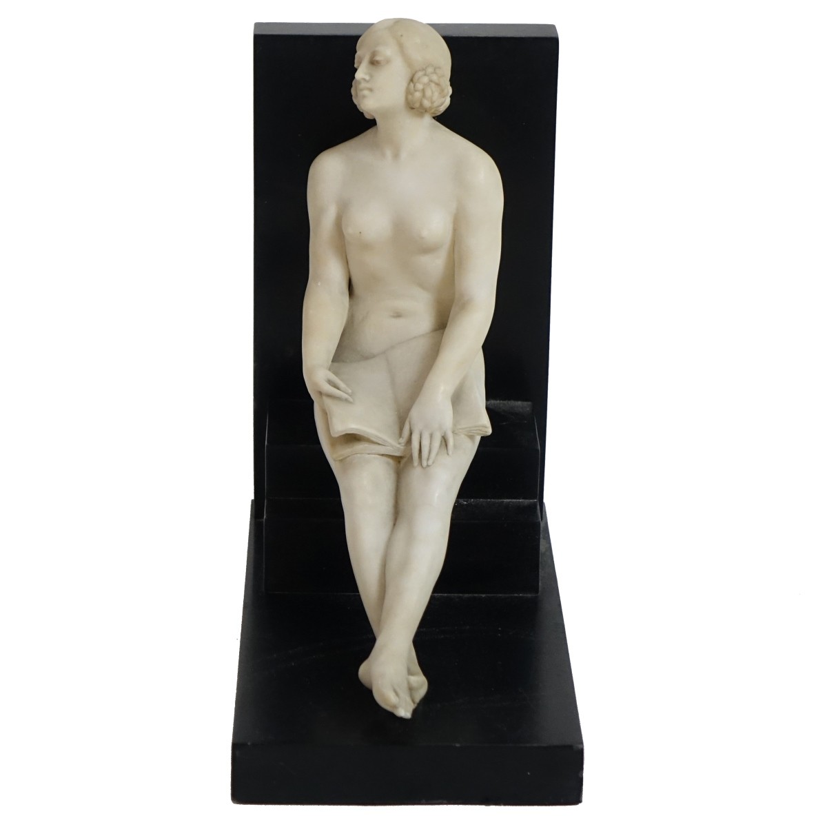 Antique Art Nouveau Style Alabaster Nude Figure