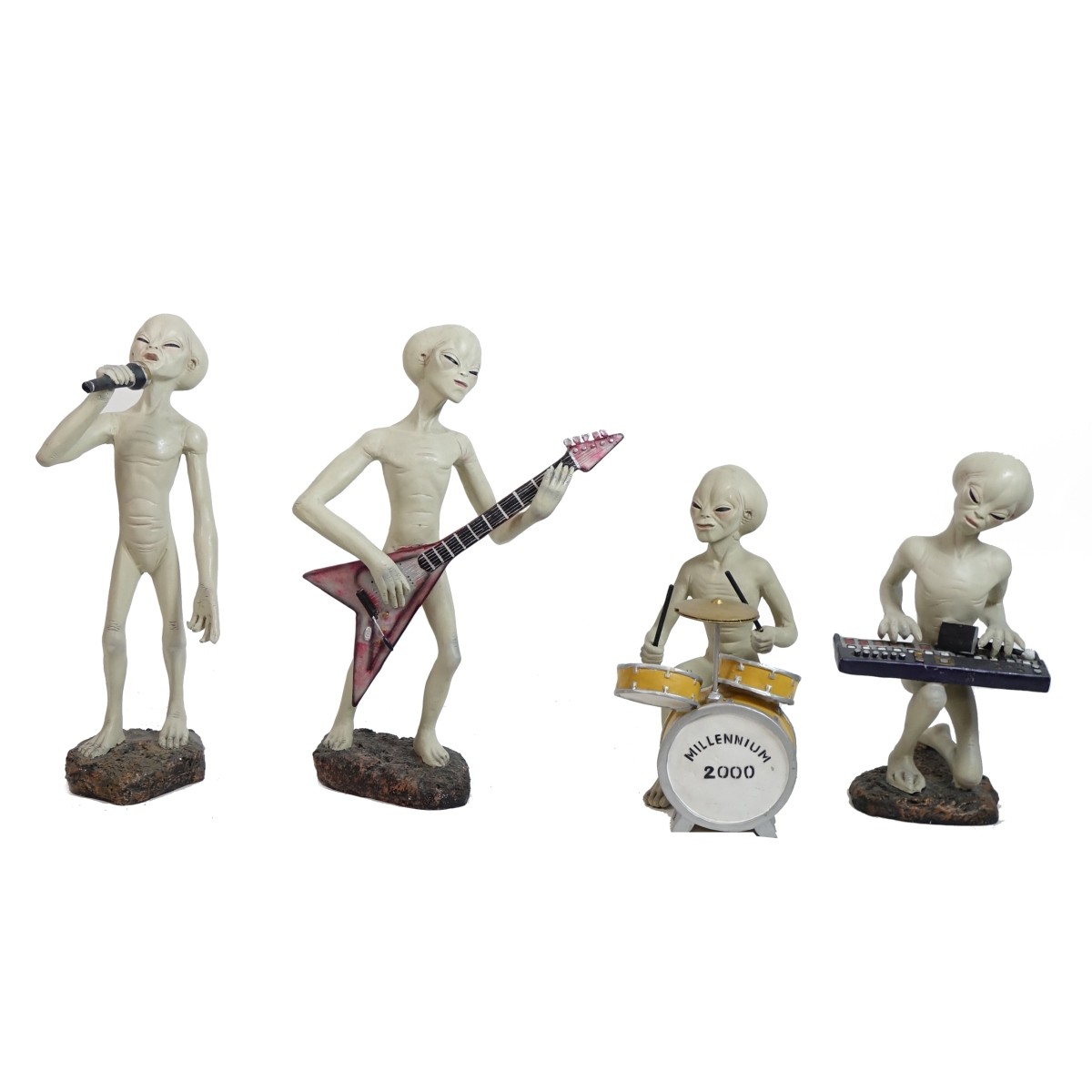 Five (5) Hand Painted Alien Rock Band Figurines