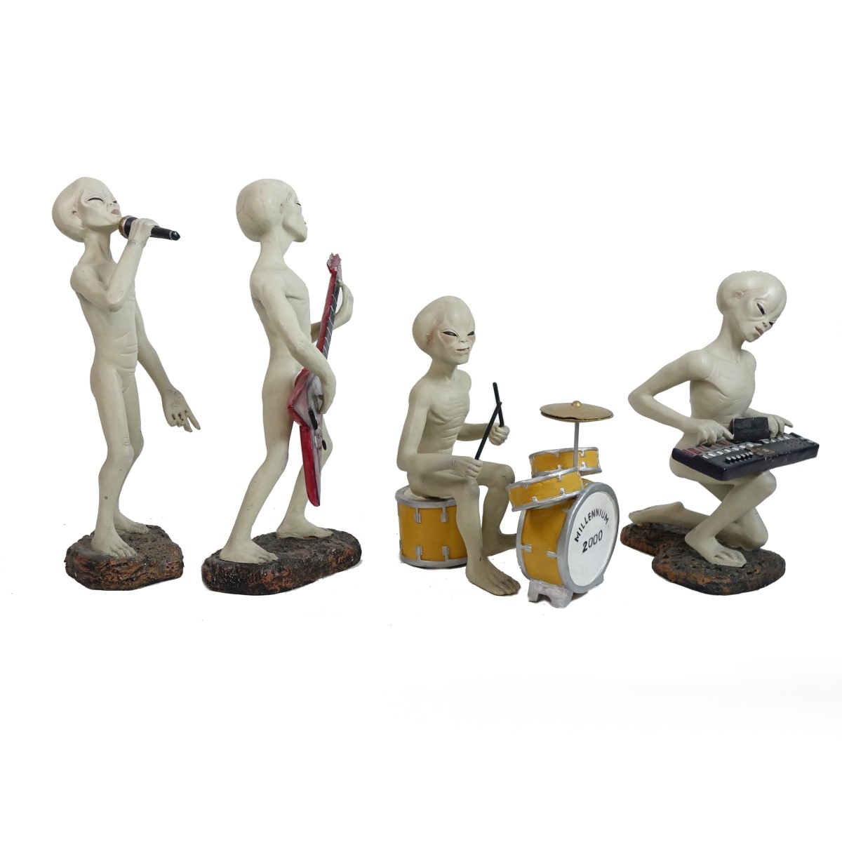 Five (5) Hand Painted Alien Rock Band Figurines