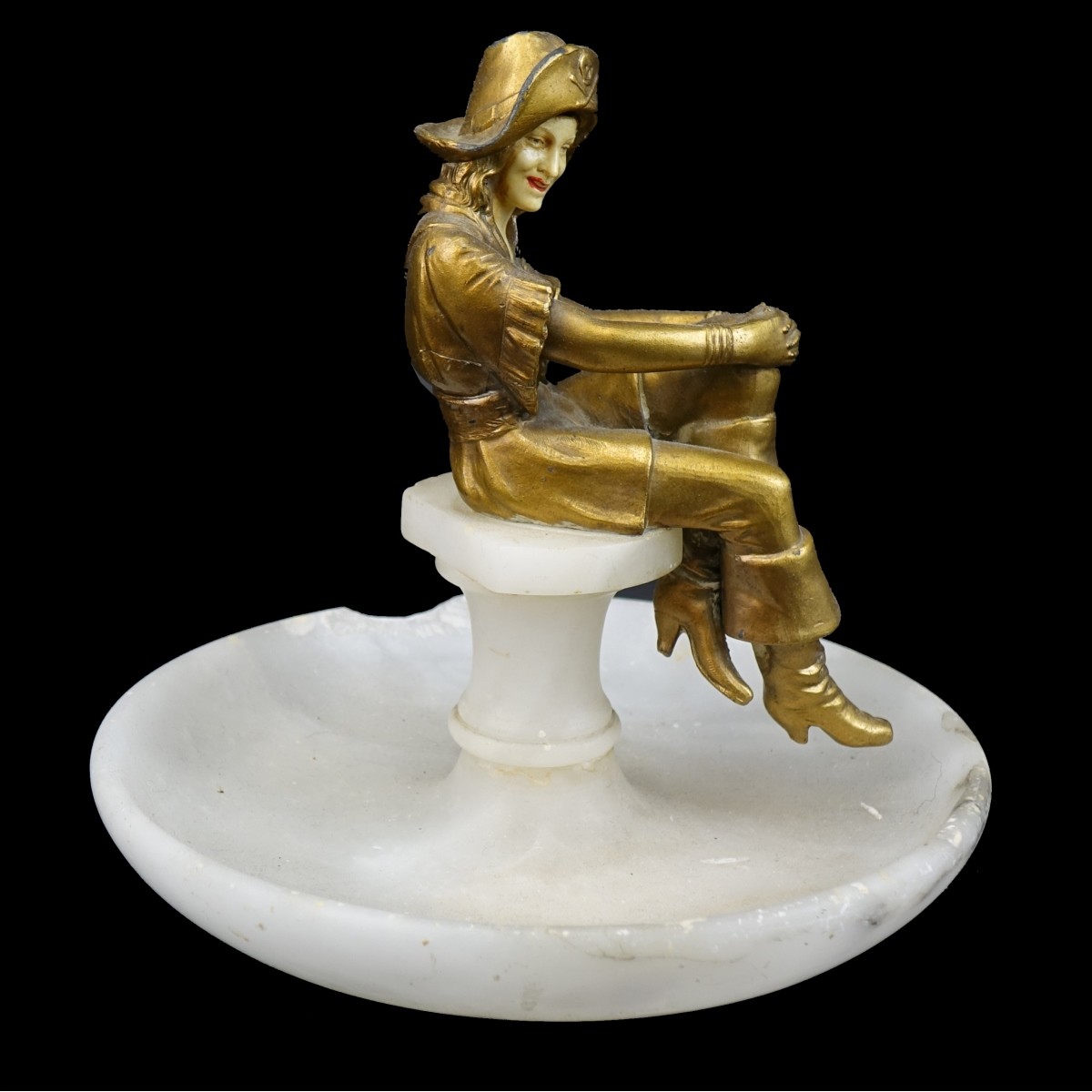 Antique Art Deco Figure Mounted on Alabaster Base