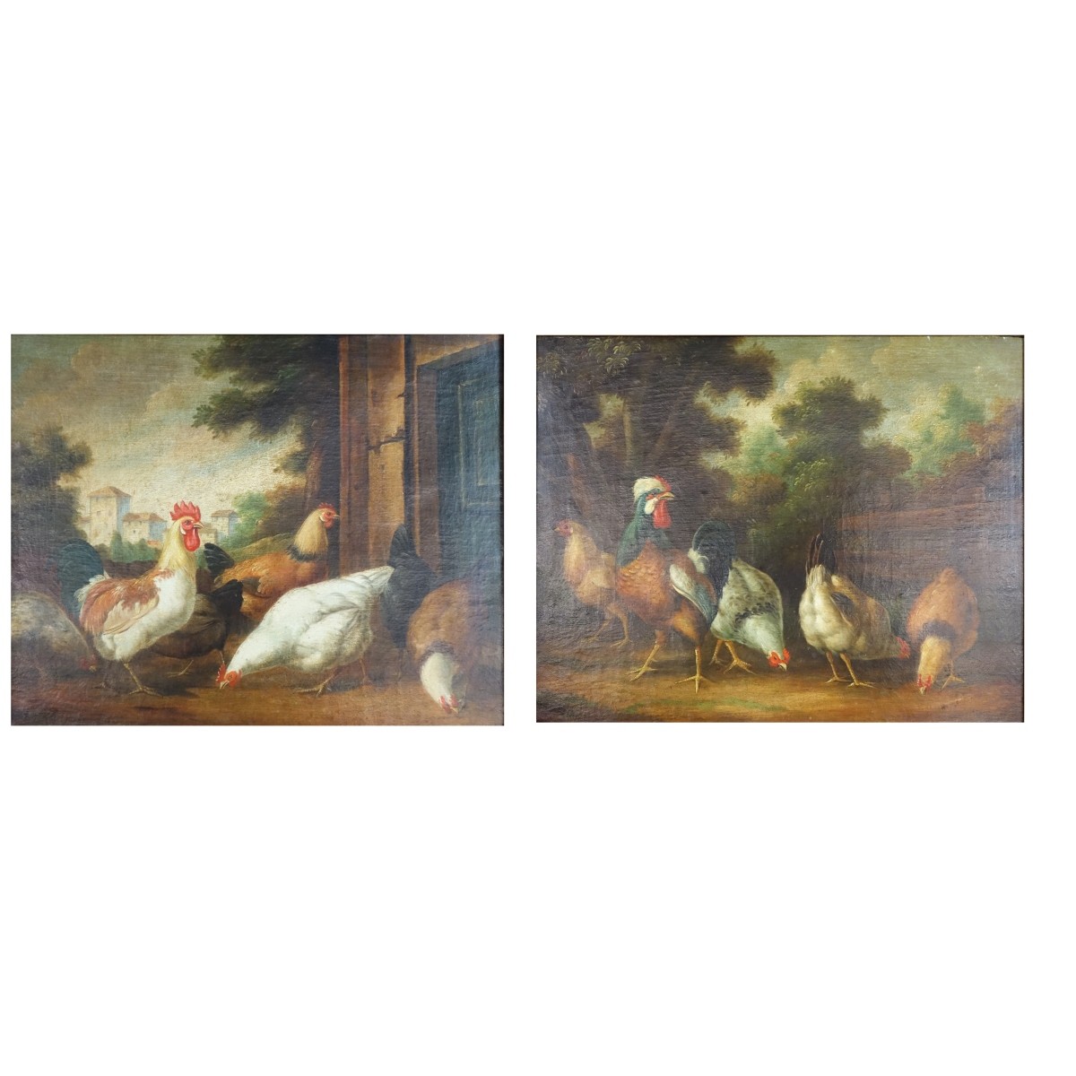 Pair of 20th C. European School Oil on Canvas