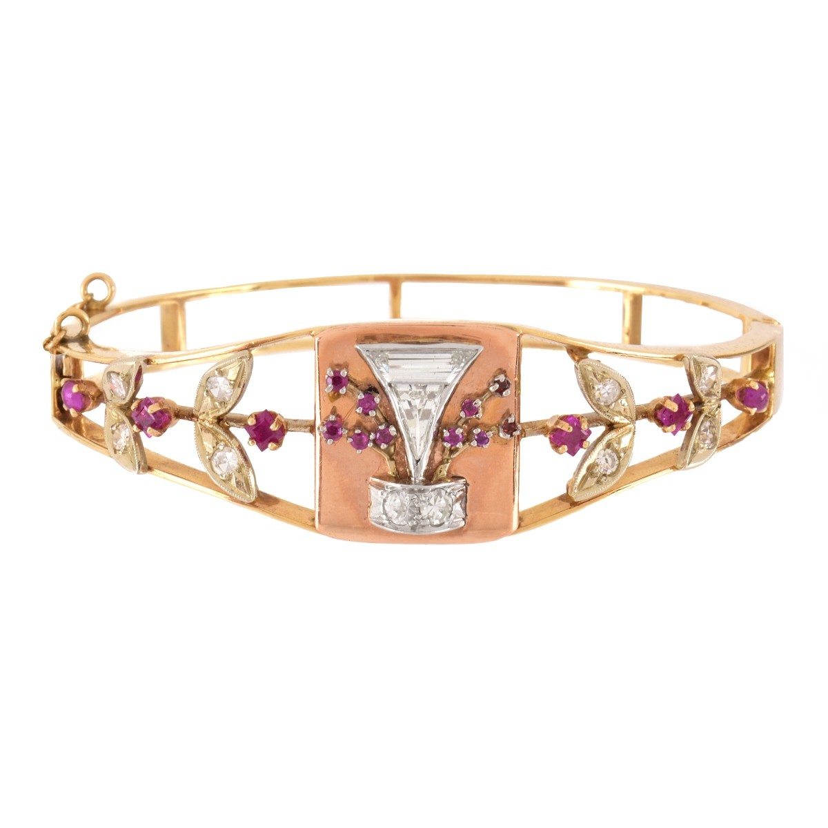 Diamond, Ruby and 14K Bangle