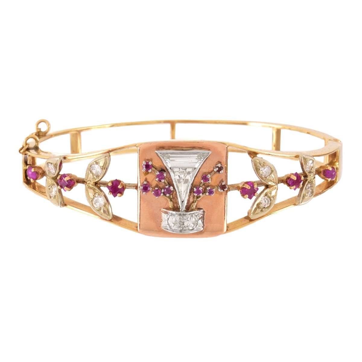 Diamond, Ruby and 14K Bangle