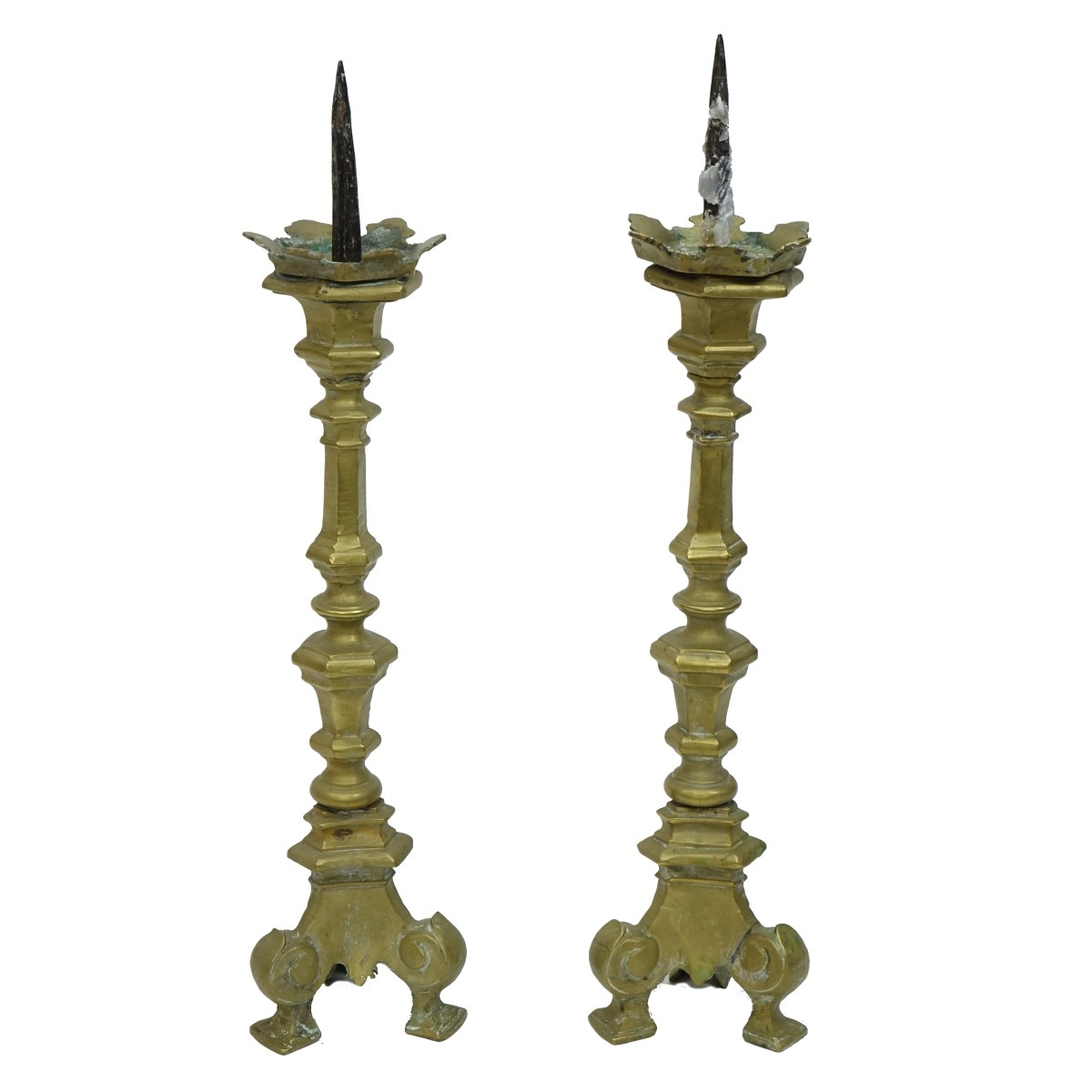 Pair of French Brass Pricket Sticks