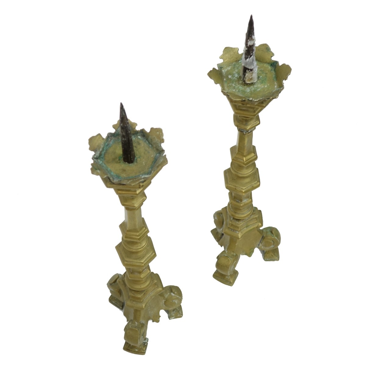 Pair of French Brass Pricket Sticks