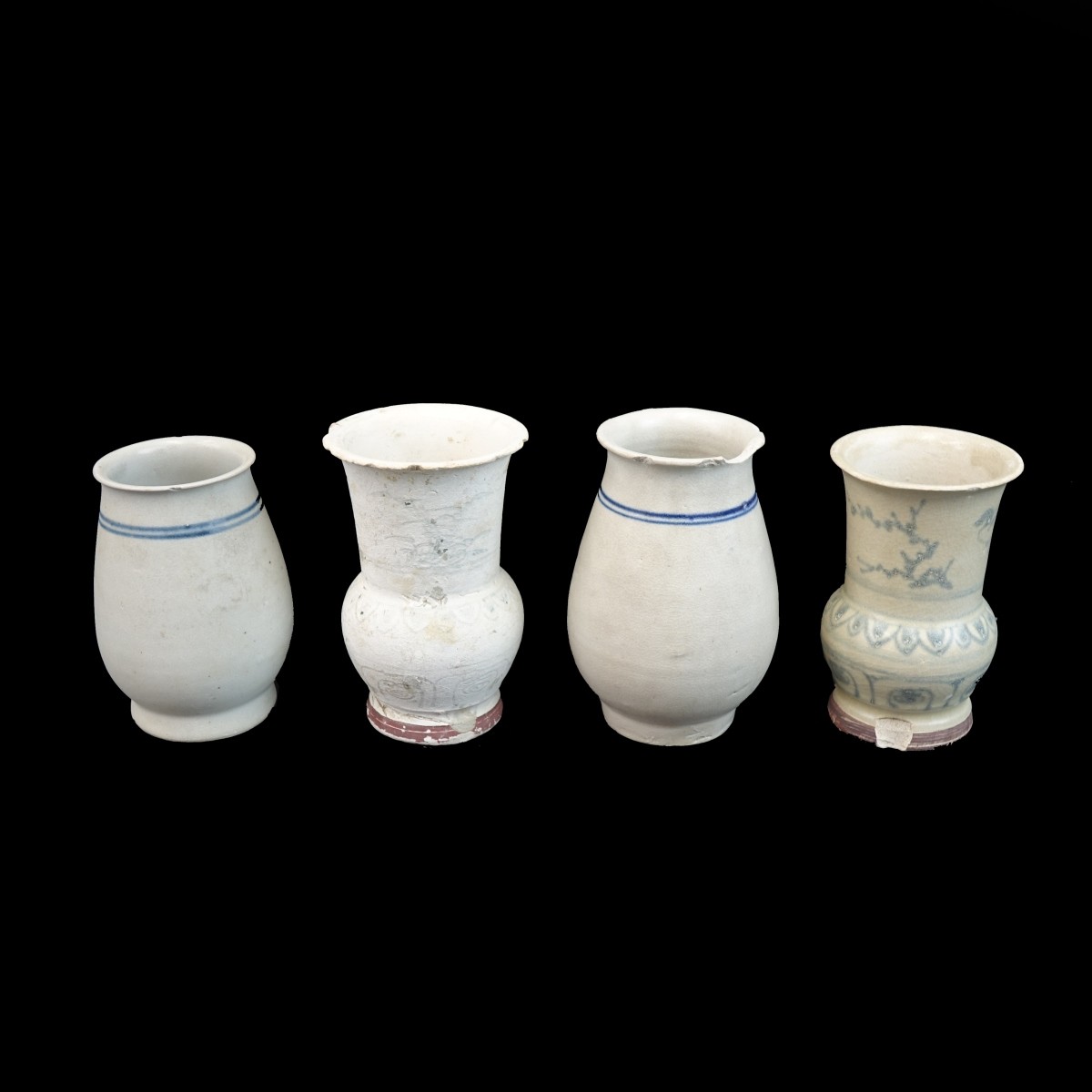 Four (4) Vietnamese Hoi an Hoard Ceramic Vases