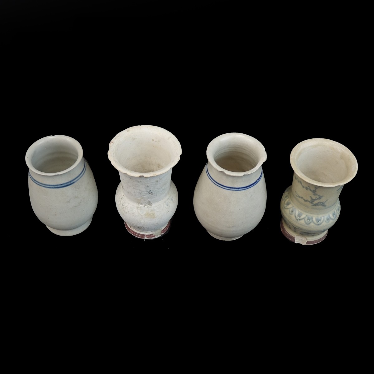 Four (4) Vietnamese Hoi an Hoard Ceramic Vases