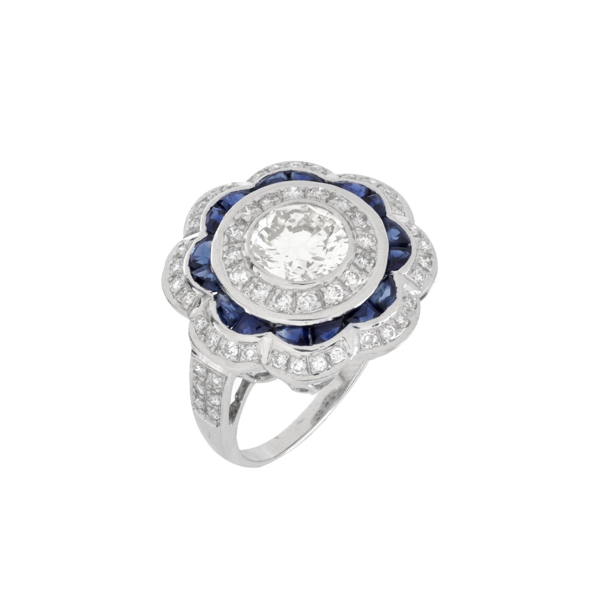 Diamond, Sapphire and Platinum Ring