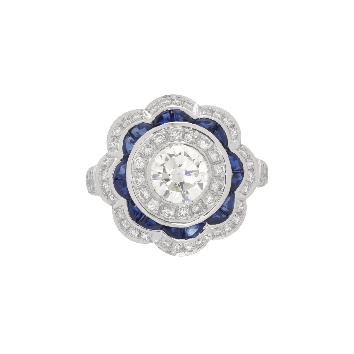 Diamond, Sapphire and Platinum Ring