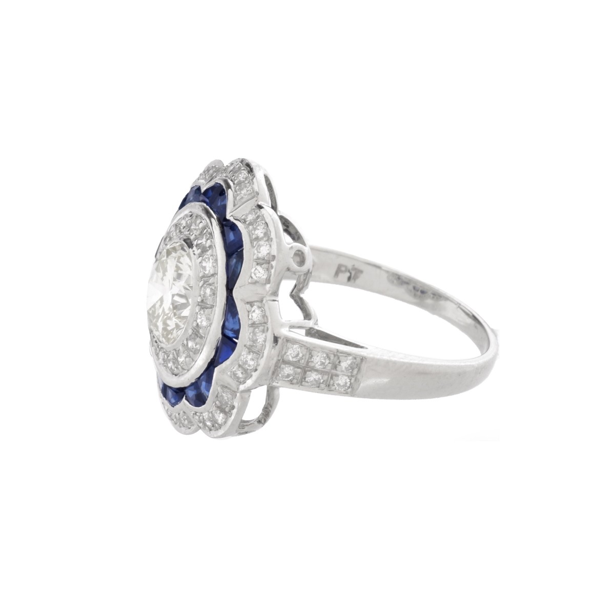 Diamond, Sapphire and Platinum Ring