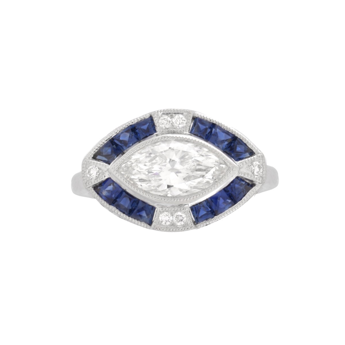 Diamond, Sapphire and Platinum Ring