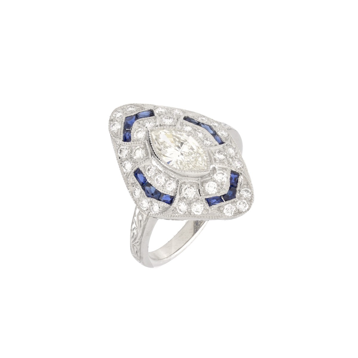 Diamond, Sapphire and Platinum Ring