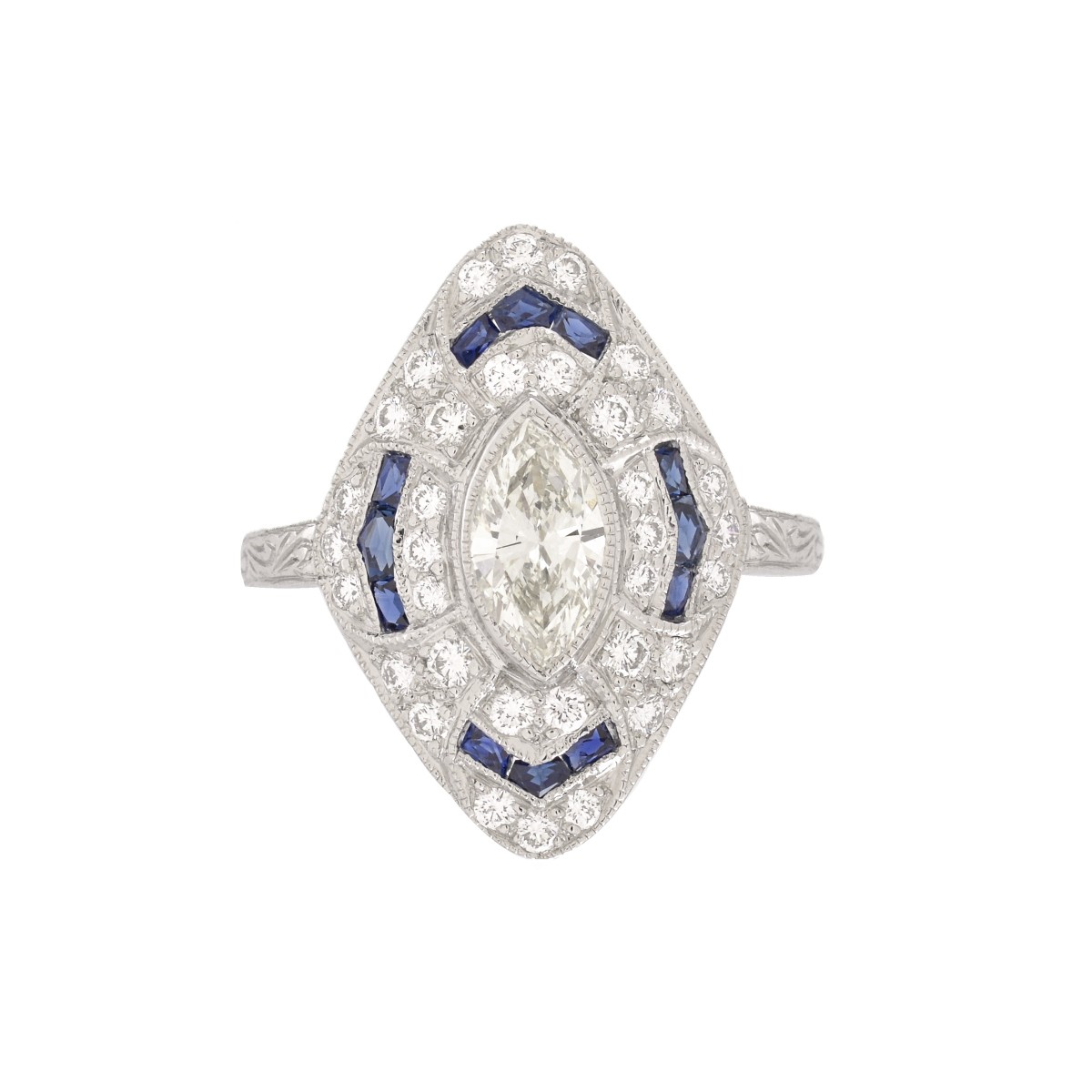 Diamond, Sapphire and Platinum Ring