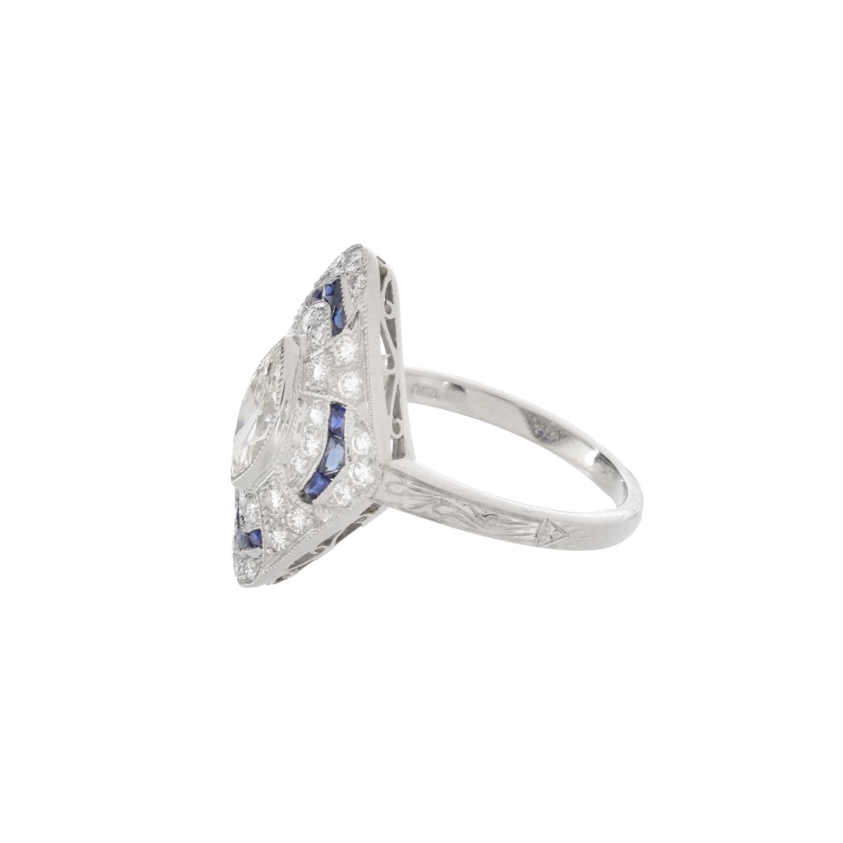 Diamond, Sapphire and Platinum Ring