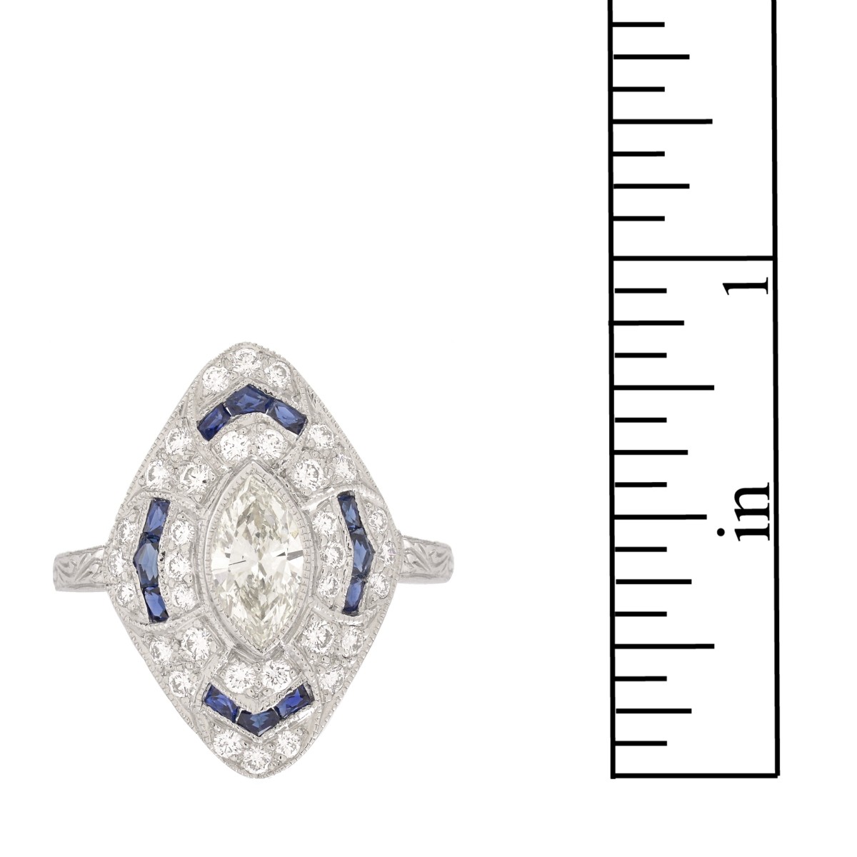 Diamond, Sapphire and Platinum Ring