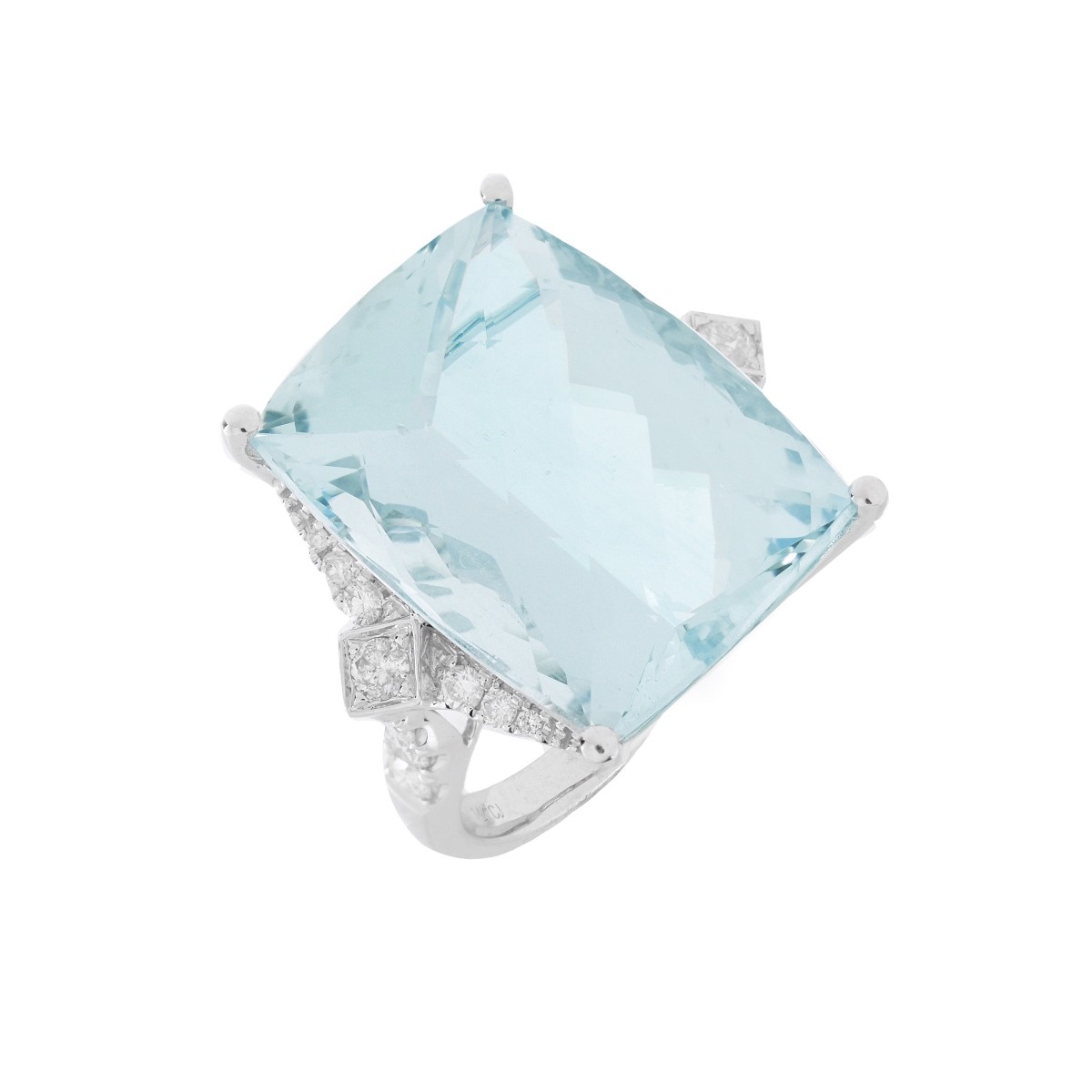 Aquamarine, Diamond and 14K Ring