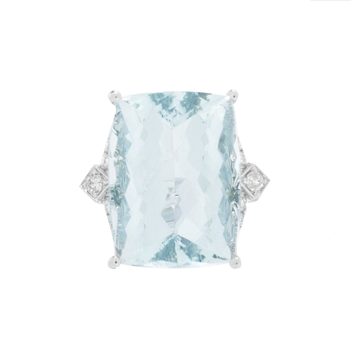 Aquamarine, Diamond and 14K Ring