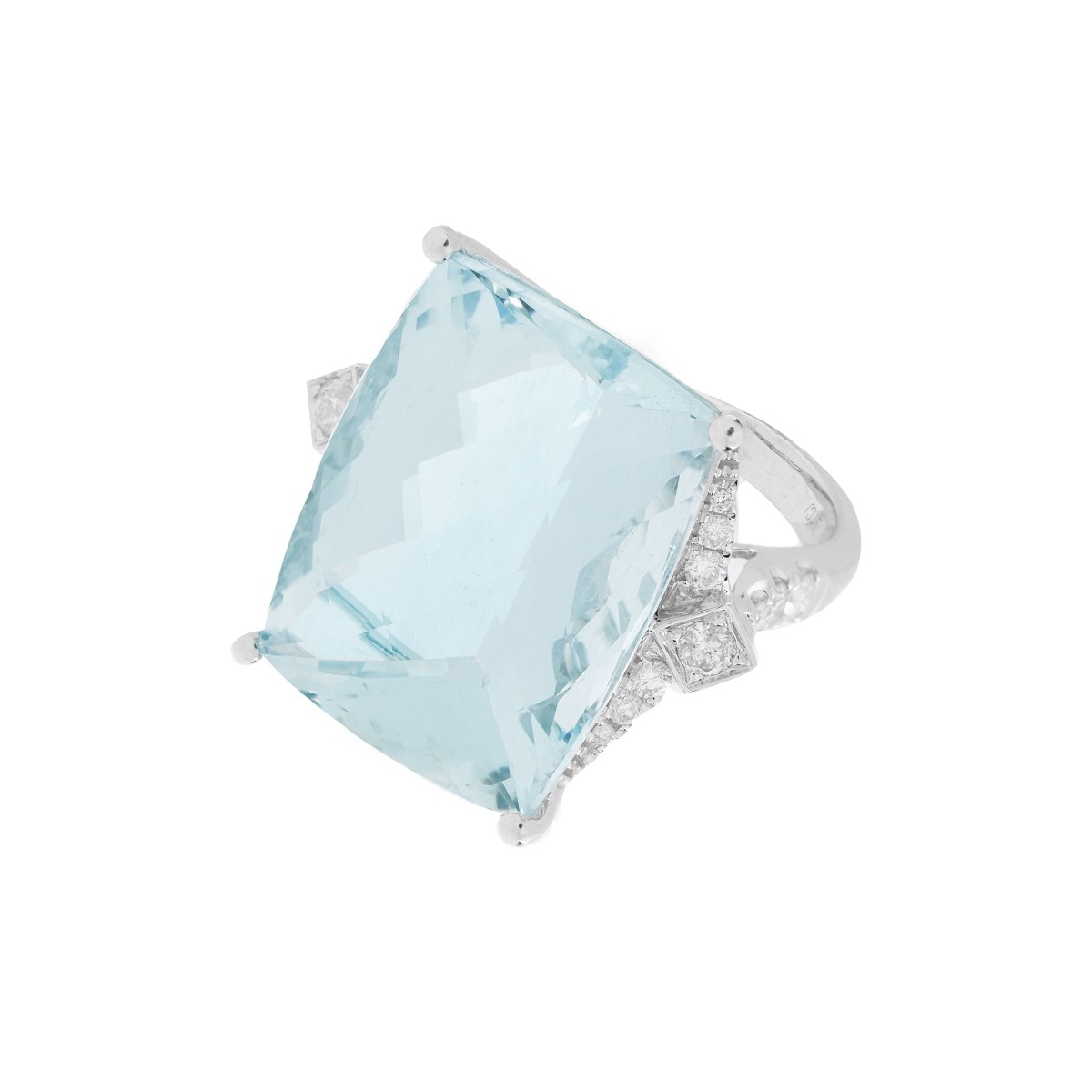 Aquamarine, Diamond and 14K Ring