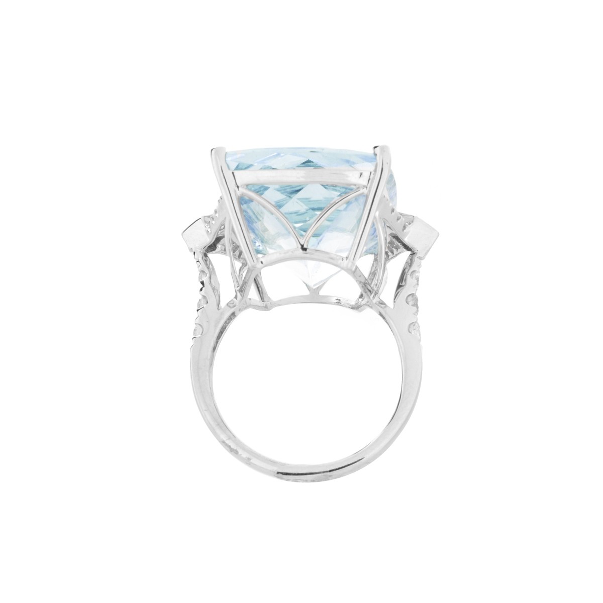 Aquamarine, Diamond and 14K Ring