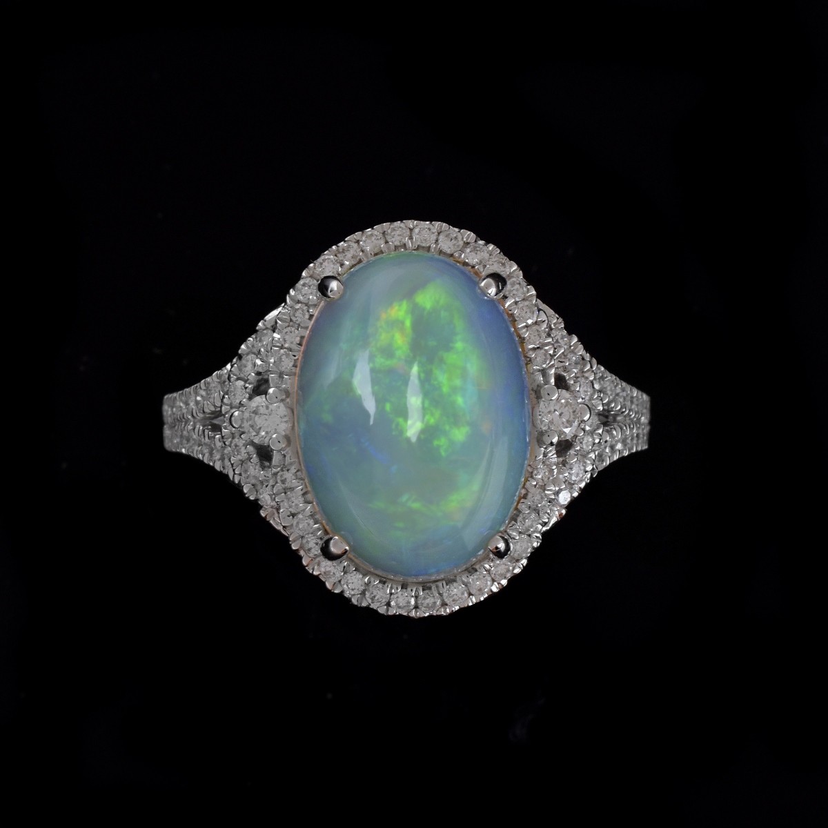 Opal, Diamond and 14K Ring