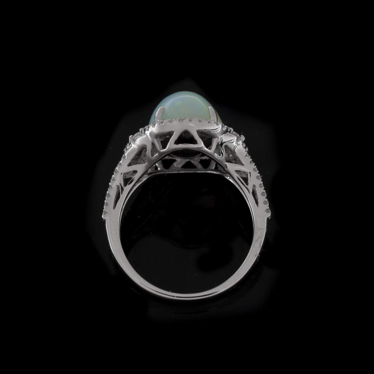 Opal, Diamond and 14K Ring