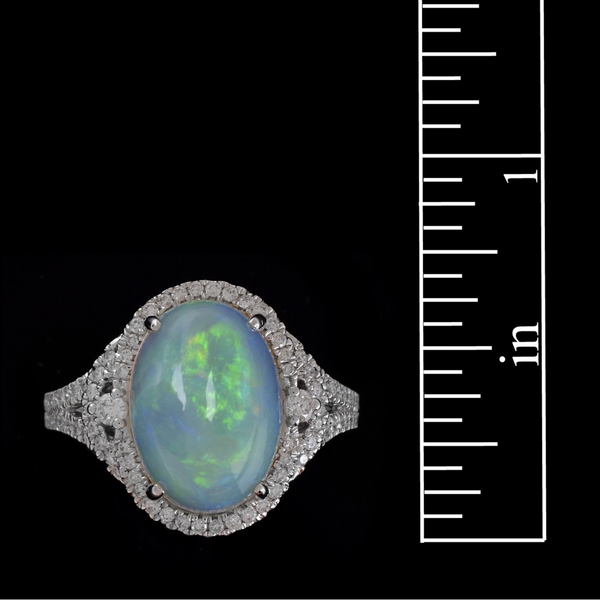 Opal, Diamond and 14K Ring