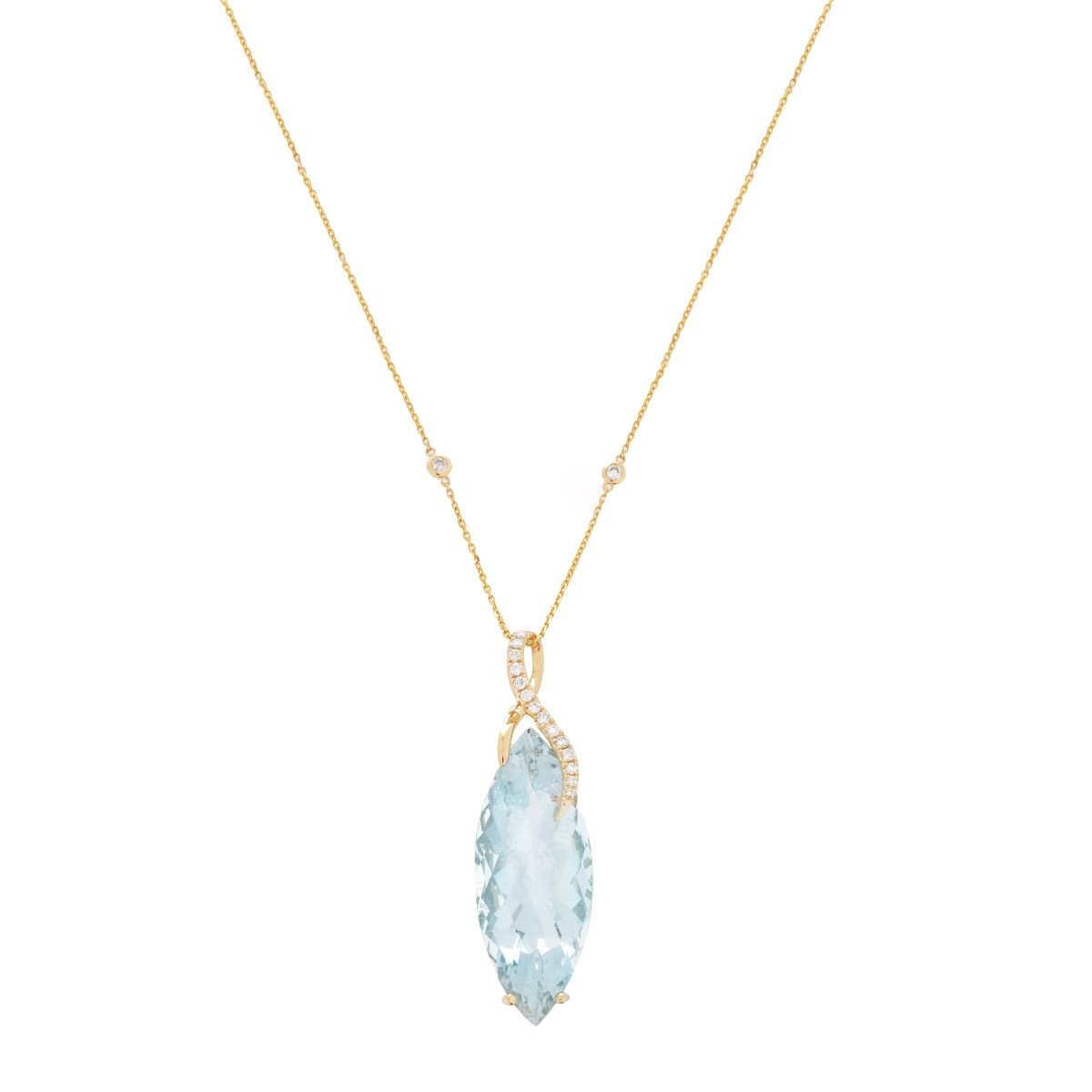 Aquamarine, Diamond and 14K Necklace