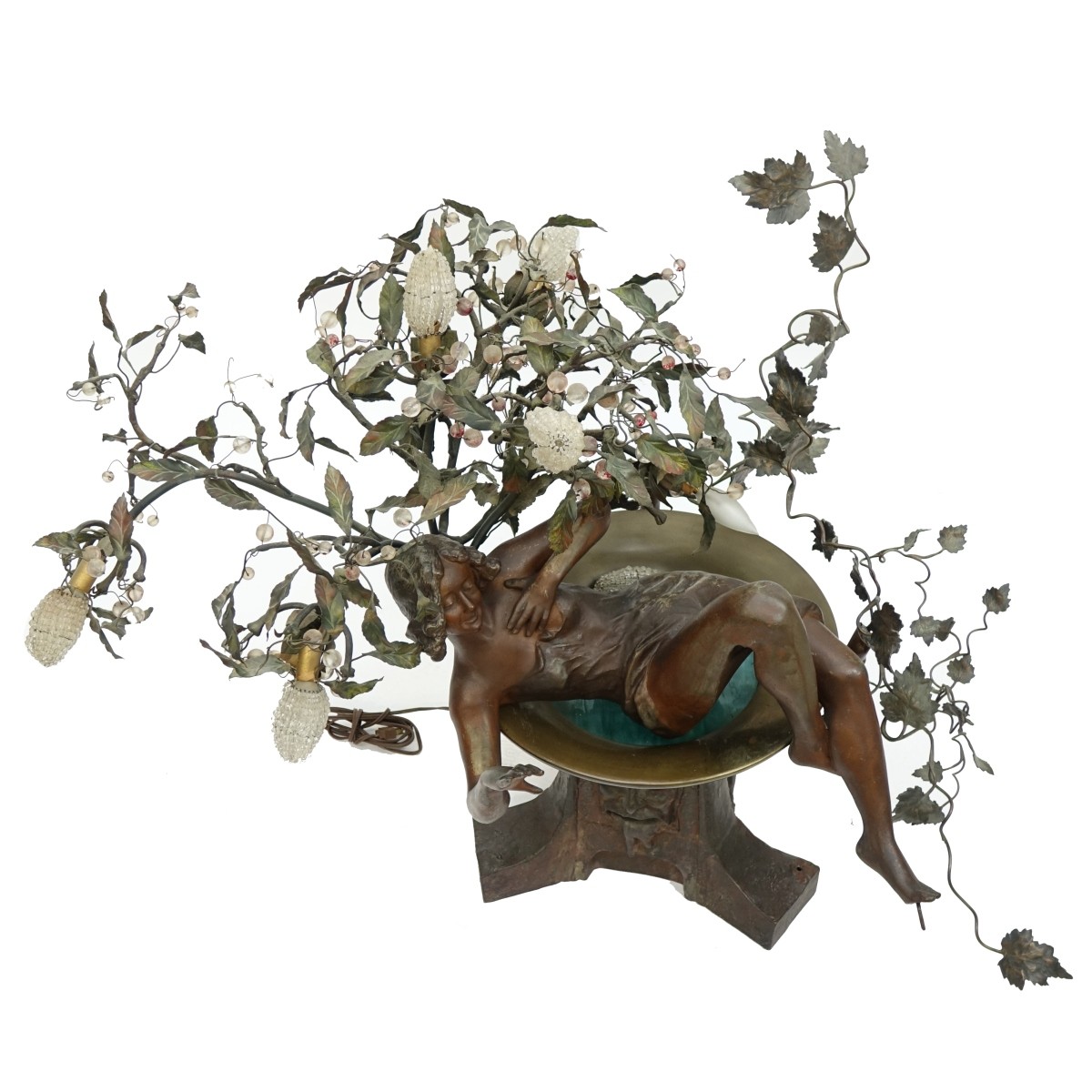 Large Mathurin Moreau Style French Spelter Lamp