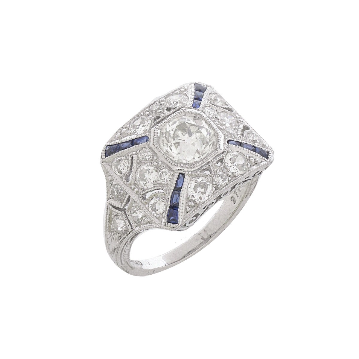 Diamond, Sapphire and Platinum Ring