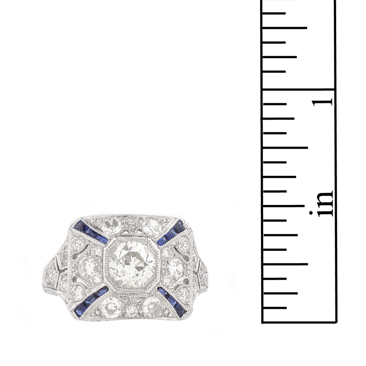 Diamond, Sapphire and Platinum Ring