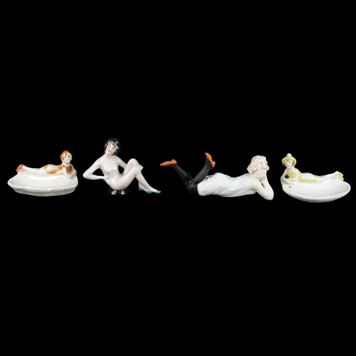 Four (4) Vintage Bisque Porcelain Bathing Beauties