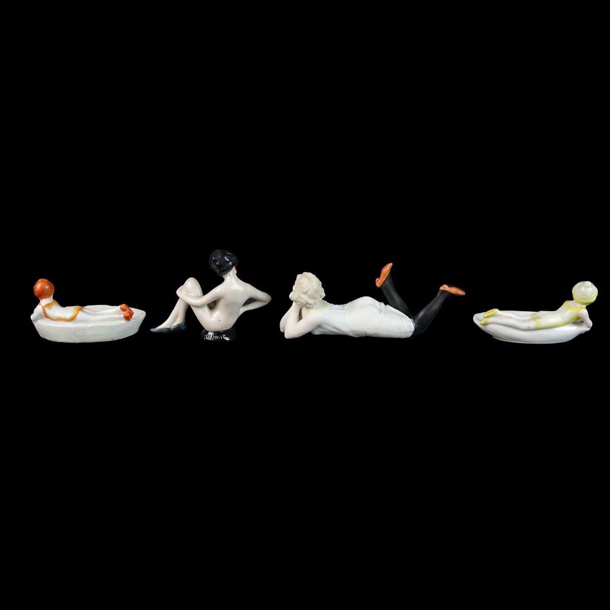 Four (4) Vintage Bisque Porcelain Bathing Beauties