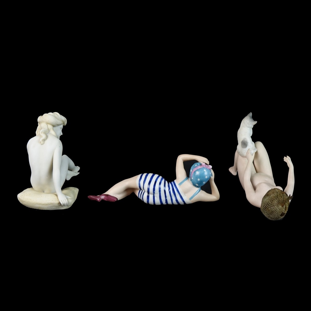 Three (3) Large Vintage Porcelain Bathing Beauties