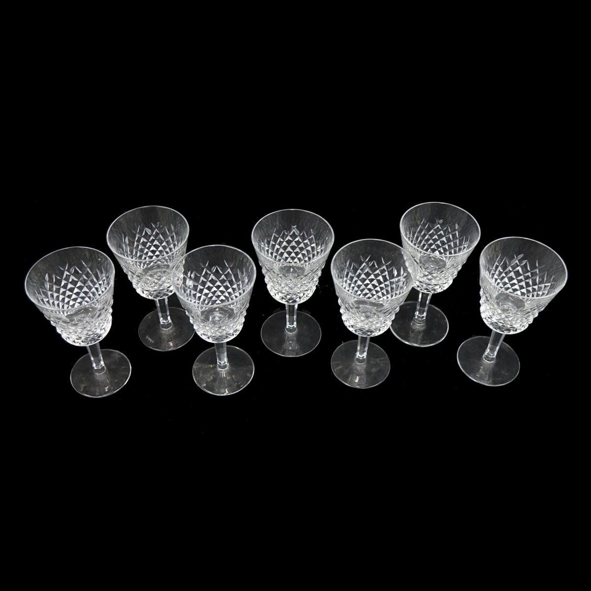 Seven (7) Waterford "Alana" Claret Wine Glasses