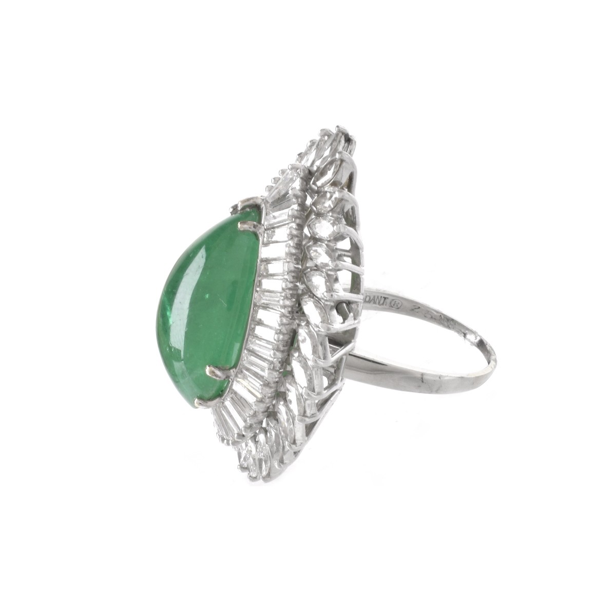 Emerald, Diamond and Platinum Ring