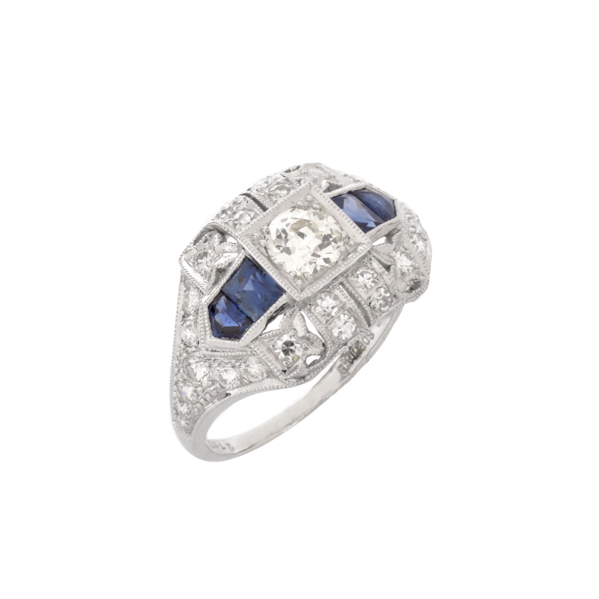 Diamond, Sapphire and Platinum Ring