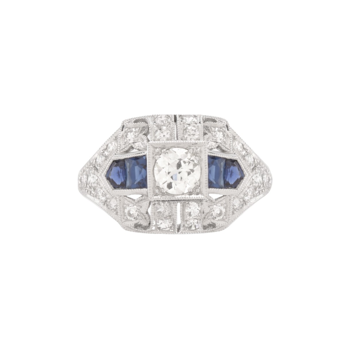 Diamond, Sapphire and Platinum Ring