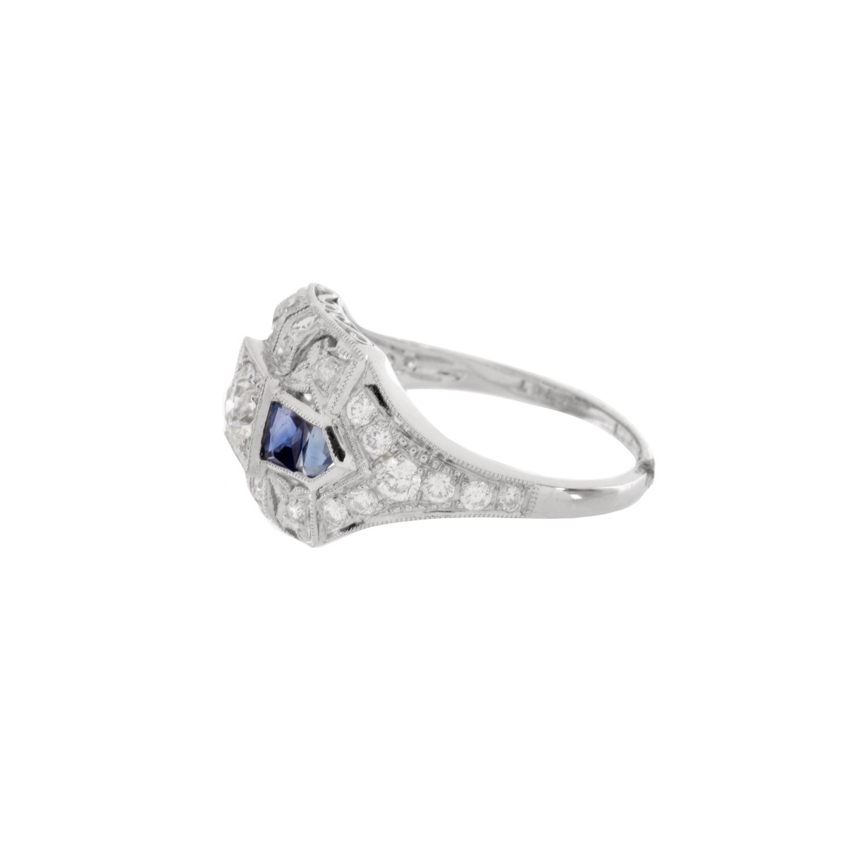 Diamond, Sapphire and Platinum Ring