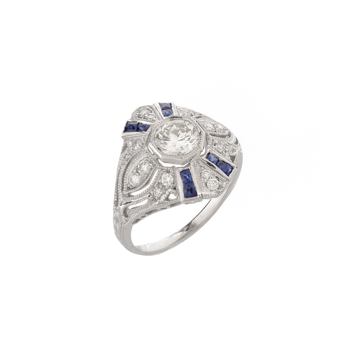 Diamond, Sapphire and Platinum Ring