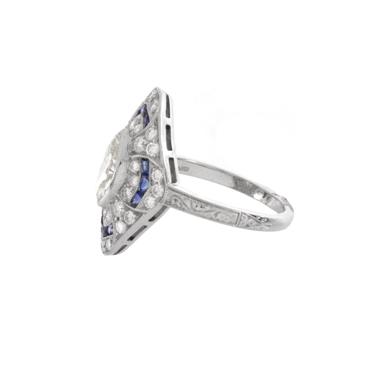 Diamond, Sapphire and Platinum Ring