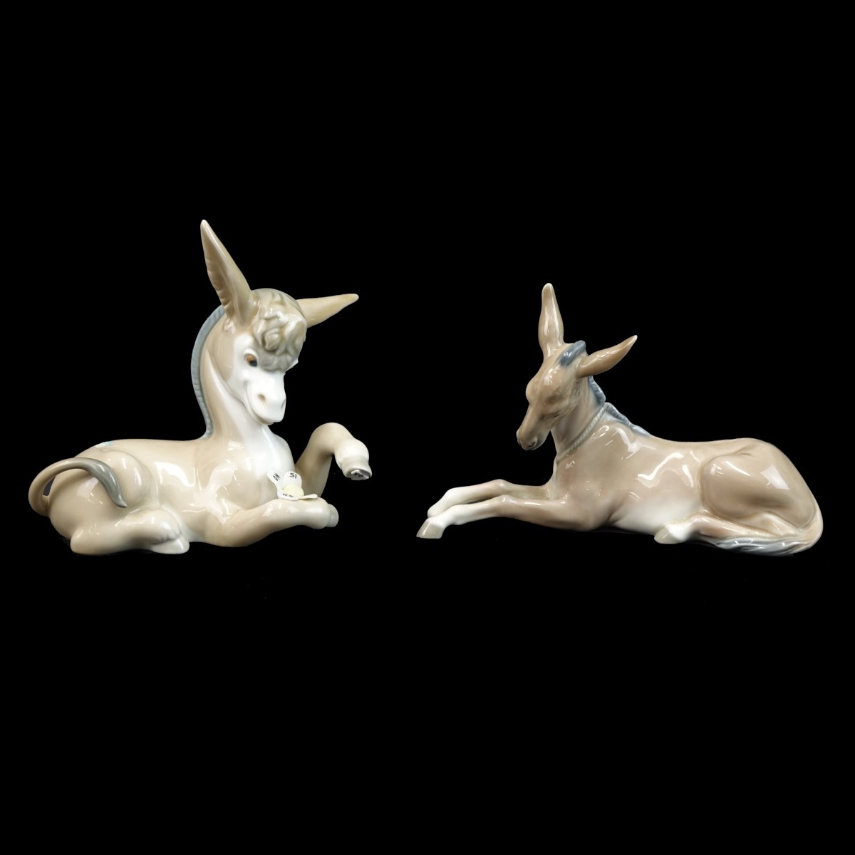 Two (2) Lladro Glazed Porcelain Horse Figurines