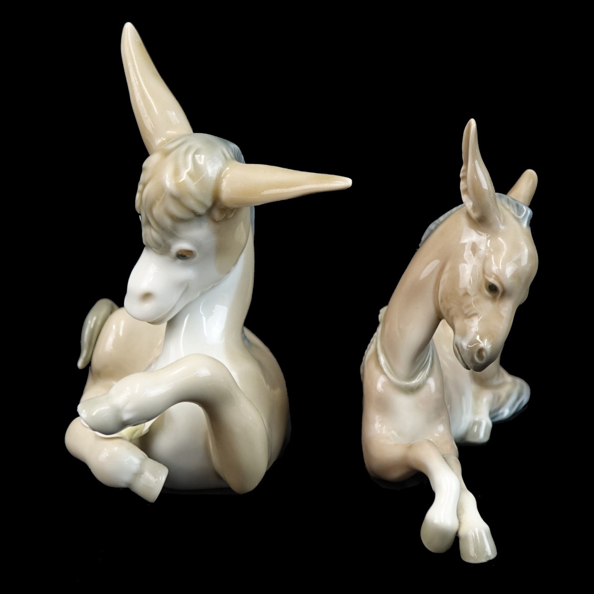 Two (2) Lladro Glazed Porcelain Horse Figurines