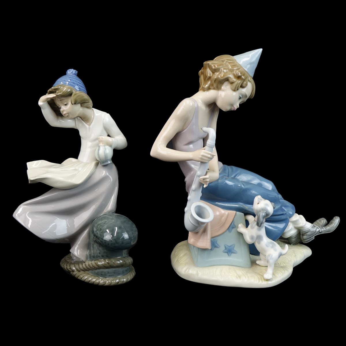 Two (2) Vintage Glazed Porcelain Figurines