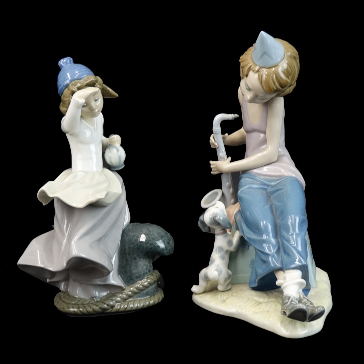 Two (2) Vintage Glazed Porcelain Figurines